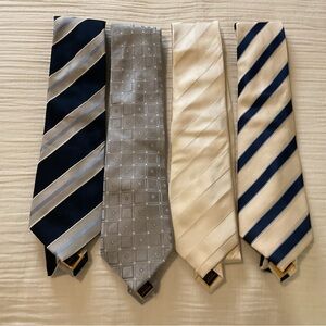 Elegant Men's Tie Set - Navy, Gray, Cream Stripes $25.00 each